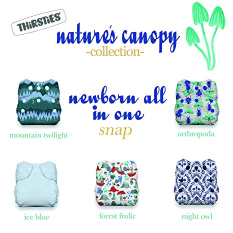 Thirsties Nature's Canopy Cloth Diaper Collection Package, Snap Newborn All in One Cloth Diaper, Nature's Canopy
