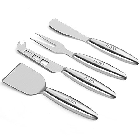 INTEY Stainless Steel Cheese Knife Set Cheese Set Cheese Tools of 4 Cheese Knives