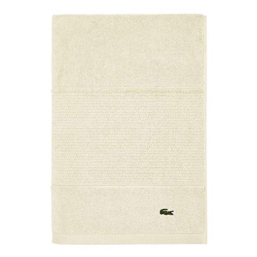 Lacoste Legend Towel, 100% Supima Cotton Loops, 650 GSM, 35"x70" Bath Sheet, Chalk