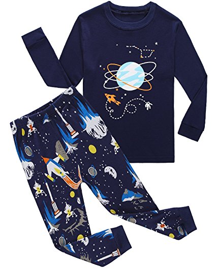 Family Feeling Space Little Boys Pajamas Sets 100% Cotton Clothes Toddler Kids