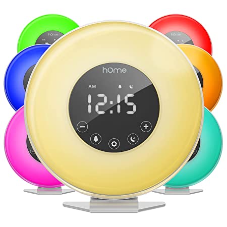 hOmeLabs Sunrise Alarm Clock - Digital LED Clock with 6 Color Switch and FM Radio for Bedrooms - Multiple Nature Sounds Sunset Simulation & Touch Control - With Snooze Function for Heavy Sleepers