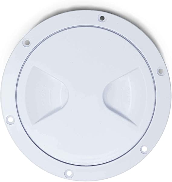 Five Oceans Marine Round Inspection Deck Plate Hatch with Detachable Smooth Center, Water Tight for Outdoor Installations, 4, 5, 6, 8 inches White.