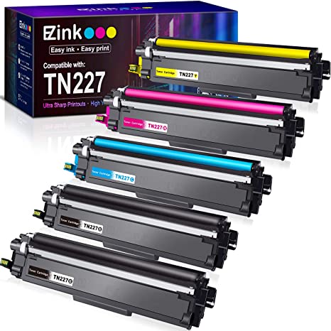 E-Z Ink (TM) with Chip Compatible Toner Cartridge Replacement for Brother TN227 TN-227 TN227bk TN223 TN-223 use with MFC-L3770CDW MFC-L3750CDW HL-L3230CDW HL-L3290CDW HL-L3210CW MFC-L3710CW (5 Pack)