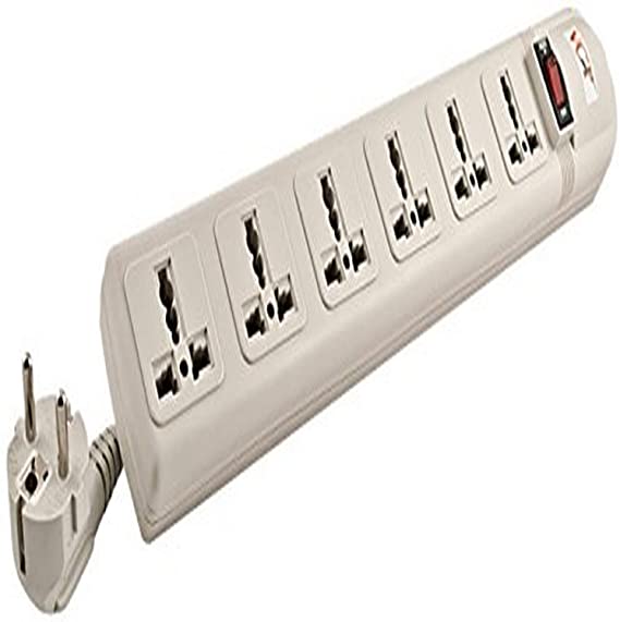 VCT - 220V/240V AC 13A Universal Surge Protector / Power Strip with 6 Universal Outlets. 50Hz/60Hz - 450 Joules. Max. 4000 Watt Capacity - Heavy Duty European Cord