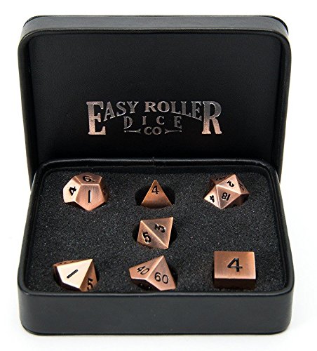 Copper Metal Polyhedral Dice Set | 7 Piece | Professional Edition | FREE Display Case | Hand Checked Quality Control