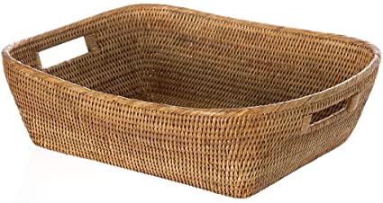 KOUBOO 1060076 La Jolla Oblong Rattan Storage and Shelf Basket, 19" x 15" x 5", Honey-Brown