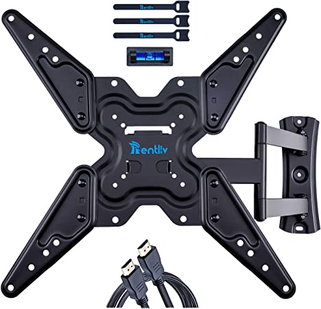 RENTLIV Full Motion TV Wall Mount TV Bracket for Most 26-55 Inches LED LCD OLED Flat Screen TVs/Computer Monitor with Tilt and Swivel Dual Articulating 19" Extension Arm,up to TV Mount VESA 400 x 400 mm and 99 lbs