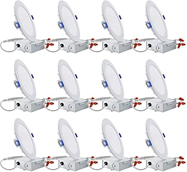 TORCHSTAR Essential Series 12-Pack 12W 6 Inch Recessed Lighting, Dimmable Ultra-Thin Ceiling Light, ETL and Energy Star Listed Can-Killer, 2700K Soft White, 100W Eqv, 5 Years Warranty