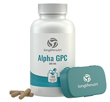 Alpha GPC Choline Supplement 300mg - 120 Vegetarian Capsules | Made In Usa | Cognitive Enhancer Nootropic | Supports Memory & Brain Function | Boosts Focus & Mood | 300 mg Pure Powder Pills Complex