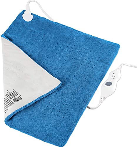 Heating Pad Electric Heating Pad with Fast-Heating Technology & 3 Temperature Settings, Auto Shut Off Soft Electric Heating Blanket for Back/Neck/Shoulders/Abdomen/Legs(20x24'', Blue) (20*24", Blue)