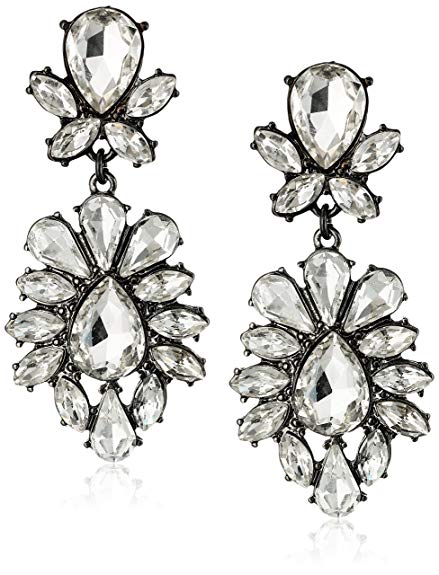 Lux Accessories Bridal Clear Teardrop Rhinestone Statement Earrings