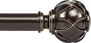 KAMANINA Bronze Curtain Rods for Windows 72 to 144 Inches (6-12ft) Long Heavy Duty Curtain Rod, 7/8 Inch Adjustable Drapery Rods with Netted Texture Finials