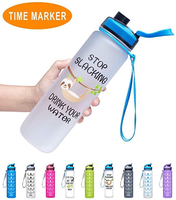 Venture Pal 32oz Motivational Water Bottle with Time Marker & Removable Strainer, Large Fast Flow Leakproof Durable BPA Free Non-Toxic for Fitness, Gym and Outdoor Enthusiasts