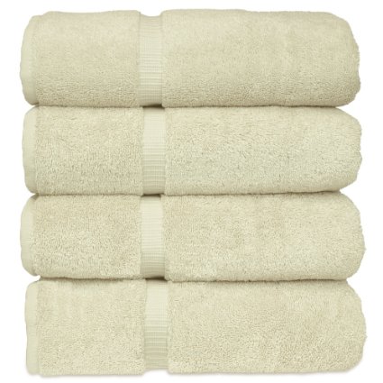 Luxury Hotel & Spa Bath Towel 100% Genuine Turkish Cotton, Set of 4 (Cream)