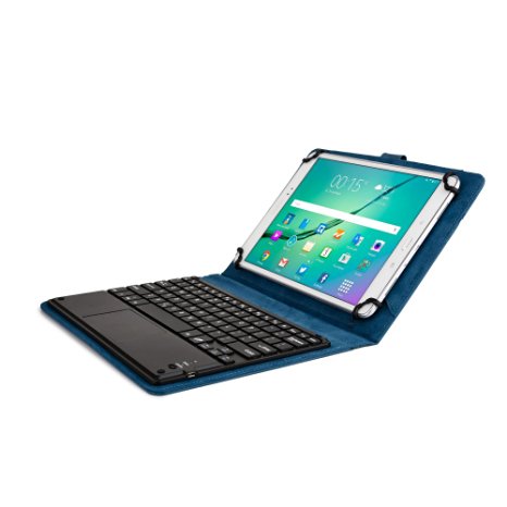 9'' - 10.5 '' inch tablet Keyboard case, COOPER TOUCHPAD EXECUTIVE Bluetooth Detachable QWERTY Wireless Keyboard Carrying Case Tablet Cover Folio with Stand for 9'' - 10.5'' inch tablets (Blue)