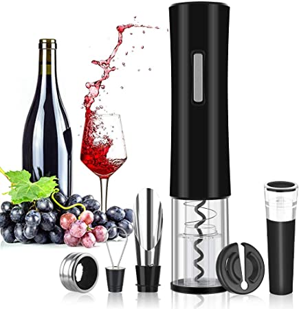 Rovtop Electric Wine Bottle Opener, Automatic Stainless Steel Wine/Cava/Champagne Opener with Foil Cutter, Wine Pourer and Stopper