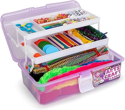 Darice Arts and Crafts Kit - 1000  Piece Kids Craft Supplies & Materials, Art Supplies Box Caddy for Girls & Boys Age 4 5 6 7 8 9