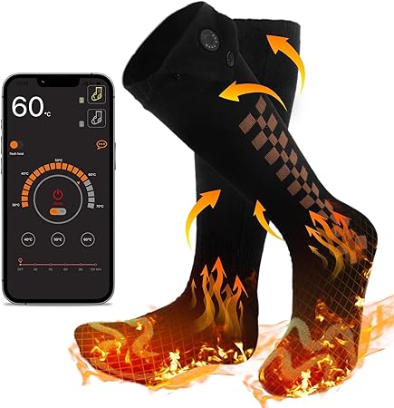 Heated Socks for Men Women 7.4V Rechargeable Battery Electric Socks with Smart APP Temperature Control Heated Socks Women for Outdoor Riding Hunting Hiking Camping Skiing Warm Winter Socks