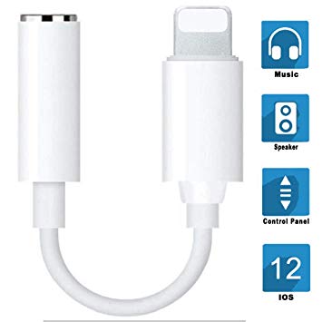Headphone Jack for iPhone 7 Adapter for iPhone 8 Headphone Dongle Jack Adapter for iPhone Xs/XS MAX /8/8 Plus 7/7Plus, 3.5mm AUX Audio Jack Cable Earphone Adapter Splitter Support iOS 11 or More