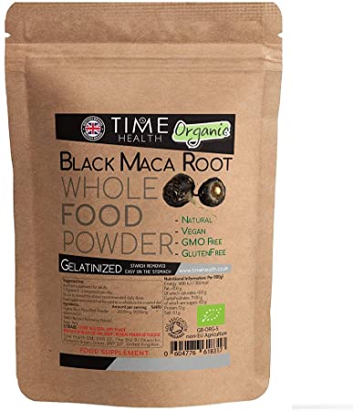 Gelatinized Black Maca Root Powder - Peruvian - Soil Association Certified Organic - Vegan - No Additives (250g Powder)