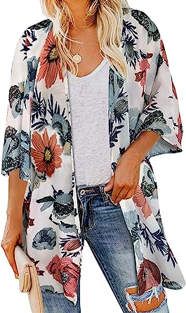 Women's Kimono Swimsuit Coverups Summer Beach Casual Loose Cardigans for Swimwear