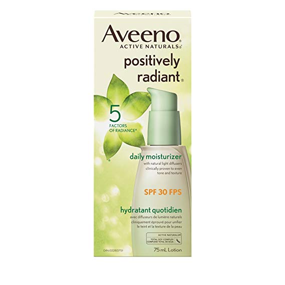 Aveeno Face Moisturizer SPF 30, Positively Radiant Daily Cream for Dark Spots, 75 mL