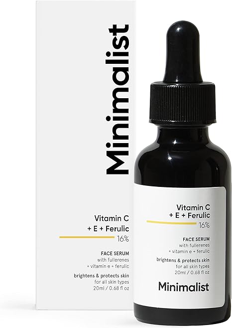 Minimalist 16% Vitamin C Serum With Vitamin E & Ferulic Acid to Enhance Brightness, White, 20 ml (Pack of 1)