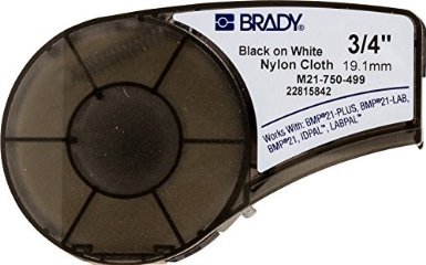 Brady M21-750-499 16 Length 075 Width B-499 Nylon Cloth Black On White Label for BMP21 ID PAL and LABPAL Printers