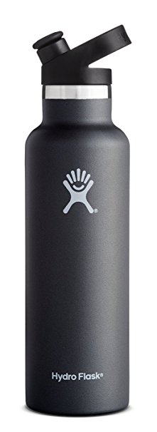 Hydro Flask 21 oz Vacuum Insulated Stainless Steel Water Bottle, Standard Mouth w/Sport Cap