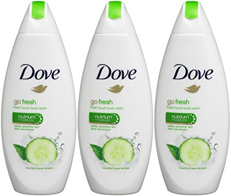 Dove Go Fresh Cool Moisture Fresh Touch Body Wash Cucumber and Green Tea 16.9 Oz / 500 Ml (Pack of 3)