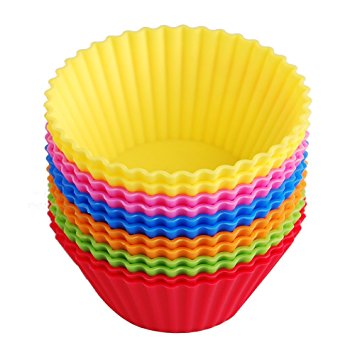 Silicone Baking Cups Muffin Cupcake Liners Molds Set - 12 Pack Premium Reusable & Nonstick - Standard Size Baking Cups in 6 Colors