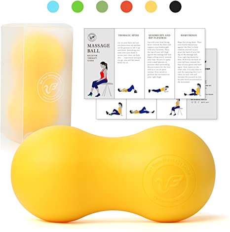 RitFit Peanut Massage Ball - Double Lacrosse Balls for Myofascial Release, Trigger Point & Deep Tissue， Peanut Roller Come with Workout Guide & Carry Case Included