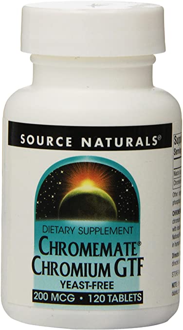 Source Naturals Chromemate Chromium GFT 200mcg Yeast Free, Trace Element - 120 Tablets