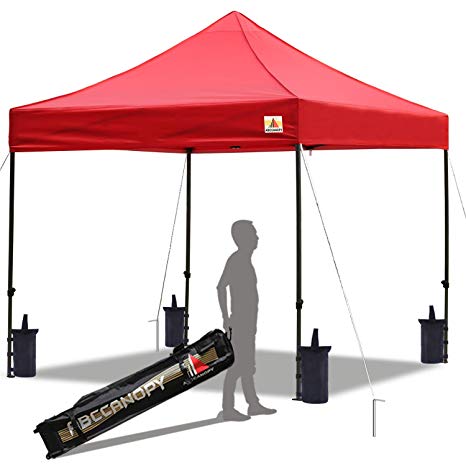 ABCCANOPY Pop Up Canopy Tent Commercial Instant Shelter with Wheeled Carry Bag, 10x10 FT Red