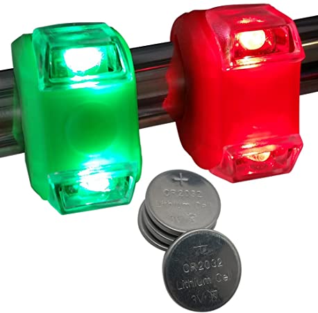Bright Eyes Green & Red Portable Marine LED Boating Lights - Boat Bow or Stern Safety Lights - Water-resistant