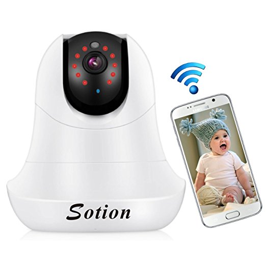 SOTION Baby Monitors Wireless WiFi Internet Network IP Surveillance Security Video Home/Indoor Camera System, Baby and Pet Monitor with Pan and Tilt, Two Way Audio & Night Vision