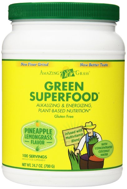 Amazing Grass Green Superfood Multivitamin Pineapple Lemongrass, 100 Servings, 24.7 Ounces