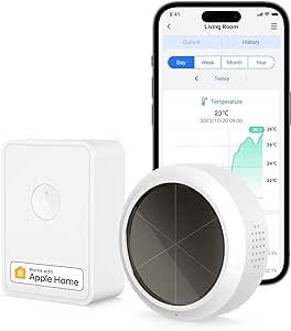 Meross Smart Temperature Humidity Sensor, WiFi Room Thermometer Hygrometer, with Solar Battery/Alert/Data Storage, for Home Automation, Works with HomeKit Alexa Google Home SmartThings, Hub Included