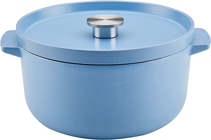 KitchenAid Enameled Cast Iron Dutch Oven/Casserole, 6 Quart, Blue Velvet