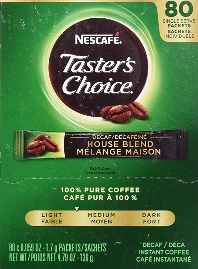 Nescafe Taster's Choice Instant Coffee, Decaffeinated, 80 Count Single Stick
