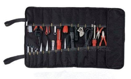 KLOUD City ® Red Nylon Multi-Purpose 22-Pocket Socket Tool Roll Pouch / Bag / Carrier for Sets plus KLOUD City cleaning cloth