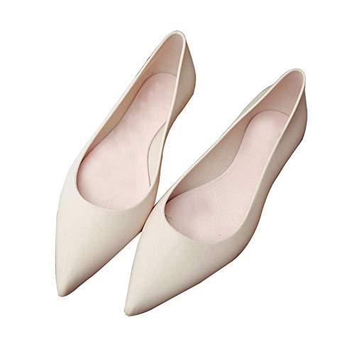 heipeiwa Women Ballet Flats Pointed Toe Jelly Shoes Casual Waterproof Rain Shoes