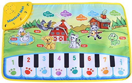 Fdit Piano Mat Baby juquetes Multifunctional Music of Music Mat Blanket for Baby and Children with Drawing Animals