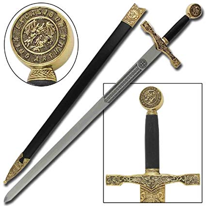 King Arthur Excalibur Replica Steel Blade Medieval Longsword Gold