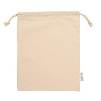 Augbunny 100% Cotton Muslin Bags with Drawstring, 12-Pack