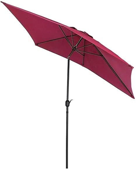 LINKLIFE 6.5x10 Ft Patio Rectangular Parasol Garden Patio Outdoor Market Table Umbrella with Push Button Tilt and Crank for Balcony, Residential, Commercial and Terrace
