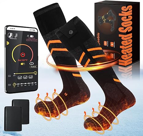 Heated Socks for Men Women,Electric Socks Washable,5000mAh Rechargeable Heated Socks, Fast & Long-Lasting Heating Socks for Skiing Hiking Hunting Biking Camping and Outdoor Work, Winter Gift