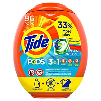 Tide PODS Liquid Laundry Detergent Pacs, Clean Breeze, 96 Count (Packaging May Vary)