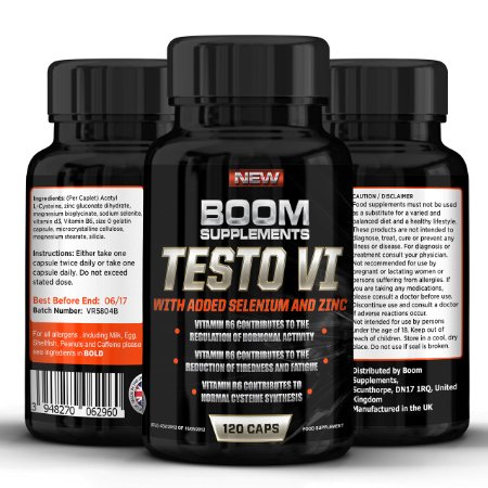 Testosterone Boosters - #1 Proven Testosterone Boosting Supplement For Men And Women* Formerly TESTOBOOM Now TESTO VI*. It Contributes to *Normal Testosterone Levels, *Reduction in Fatigue, & *Normal Energy-Yielding Metabolism* or Your Money Back! *100% PURE, *Best NATURAL Testosterone Booster - 120 Maximum Strength Testosterone Tablets - 4 FULL Month Supply. Manufactured In The UK! (Bottle Design May Vary)
