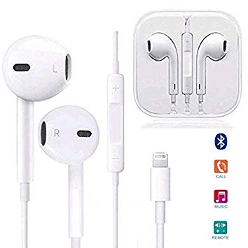 Aictoe Earbuds, Microphone Earphones Stereo Headphones Noise Isolating Headset Fit Compatible with Apple iPhone 8/8 Plus/ 7/7Plus/ X/XS/XS Max/XR (White)